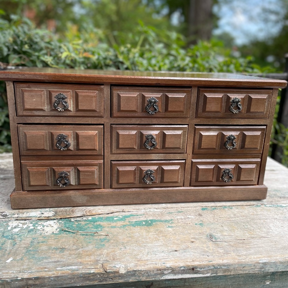 Vintage Apco wood jewelry box MCM